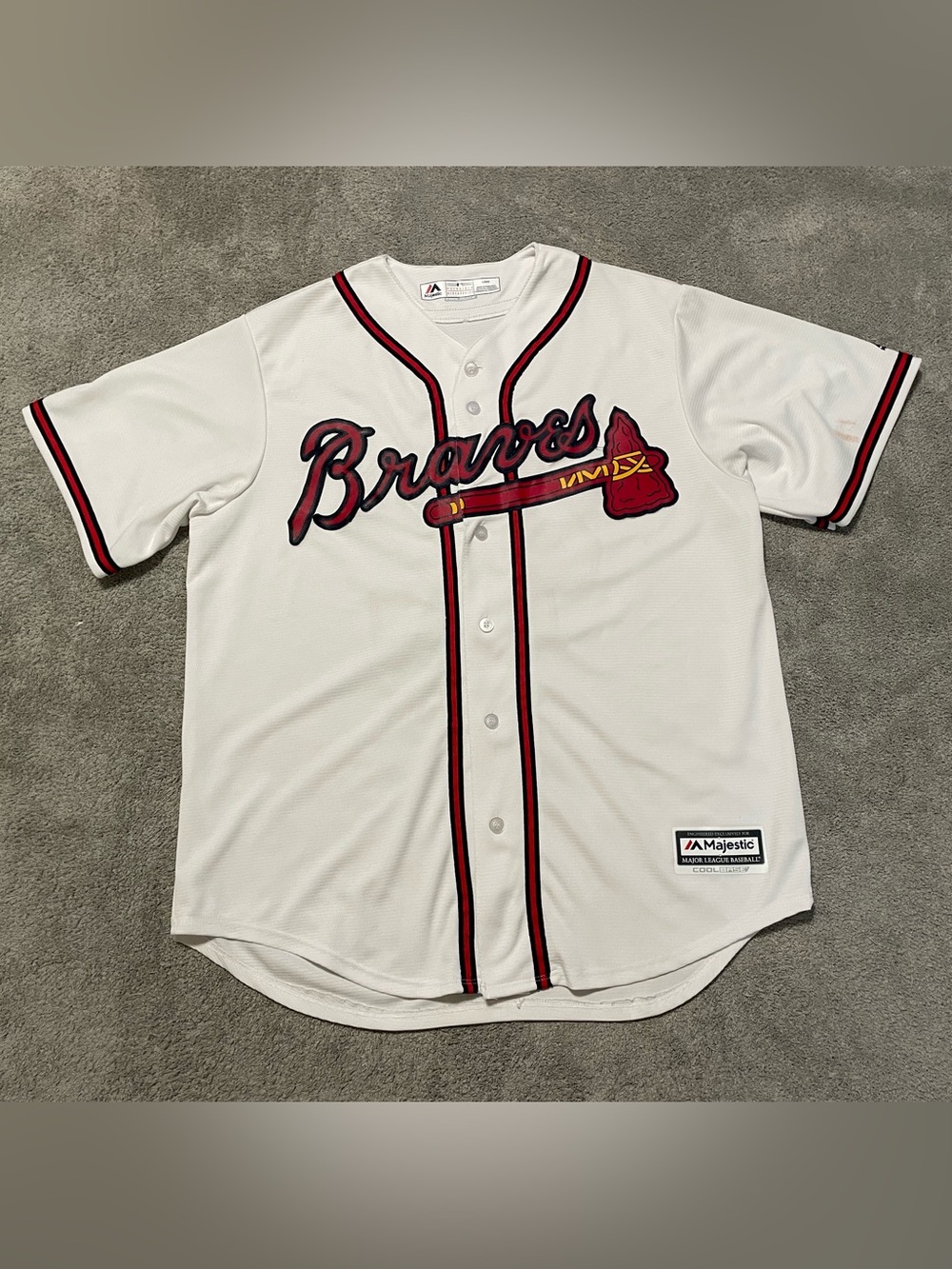Majestic Atlanta Braves Cool Base Jersey #42 White Men’s L Sewn